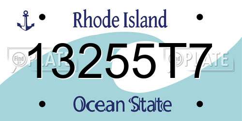 13255T7 Rhode Island License Plate