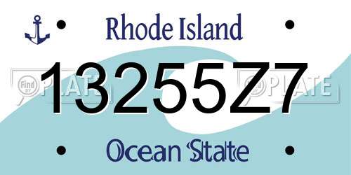 13255Z7 Rhode Island License Plate