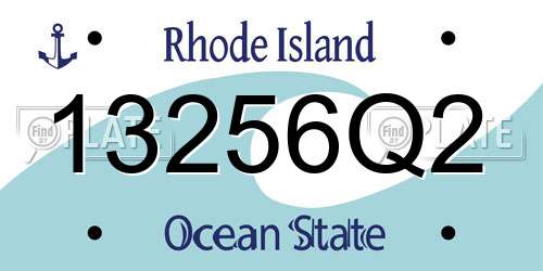 13256Q2 Rhode Island License Plate