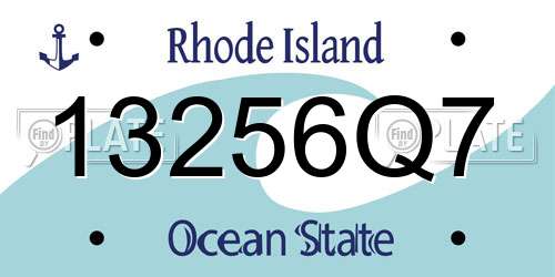 13256Q7 Rhode Island License Plate