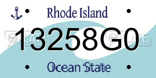 13258G0 Rhode Island License Plate