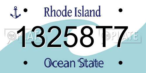 13258T7 Rhode Island License Plate