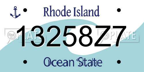 13258Z7 Rhode Island License Plate
