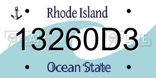 13260D3 Rhode Island License Plate