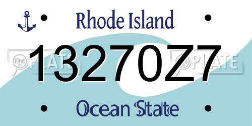 13270Z7 Rhode Island License Plate