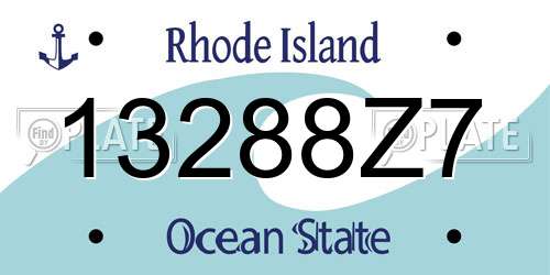13288Z7 Rhode Island License Plate
