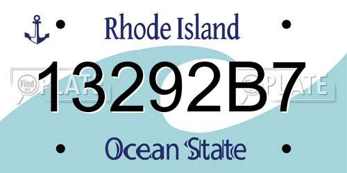 13292B7 Rhode Island License Plate