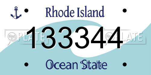 133344 Rhode Island License Plate