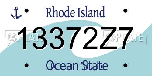 13372Z7 Rhode Island License Plate