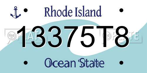 13375T8 Rhode Island License Plate