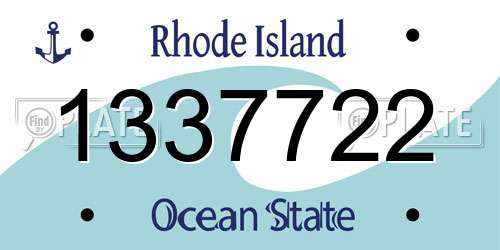 1337722 Rhode Island License Plate
