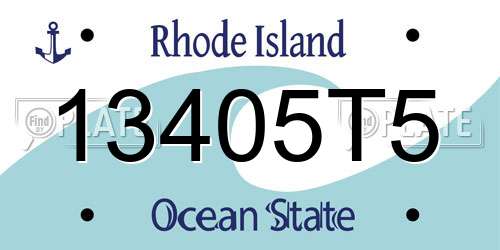 13405T5 Rhode Island License Plate