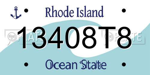 13408T8 Rhode Island License Plate