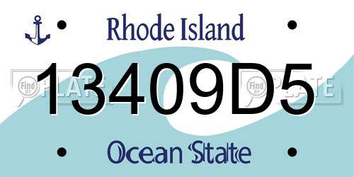 13409D5 Rhode Island License Plate