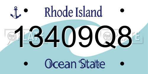 13409Q8 Rhode Island License Plate