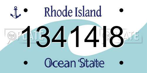13414I8 Rhode Island License Plate