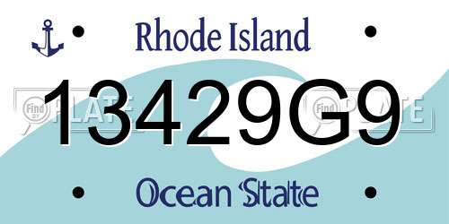 13429G9 Rhode Island License Plate