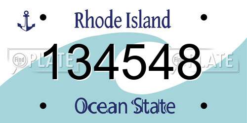 134548 Rhode Island License Plate