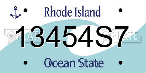 13454S7 Rhode Island License Plate