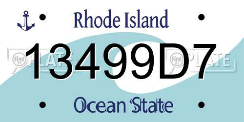 13499D7 Rhode Island License Plate