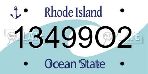 13499O2 Rhode Island License Plate