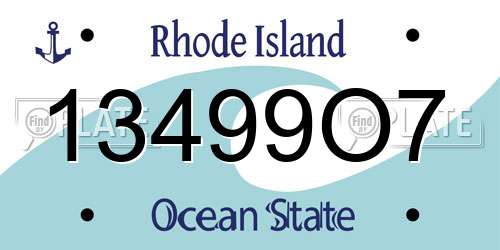 13499O7 Rhode Island License Plate