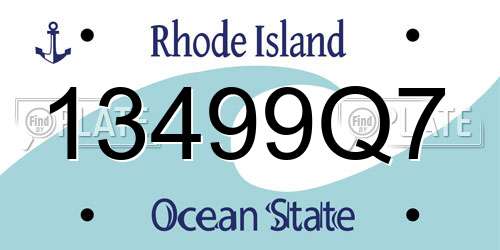 13499Q7 Rhode Island License Plate