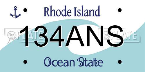 134ANS Rhode Island License Plate