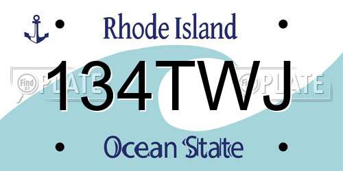 134TWJ Rhode Island License Plate