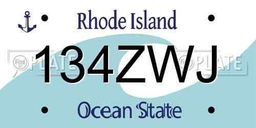 134ZWJ Rhode Island License Plate