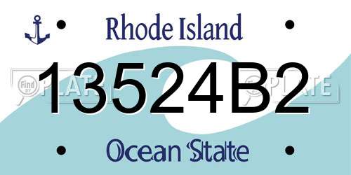 13524B2 Rhode Island License Plate