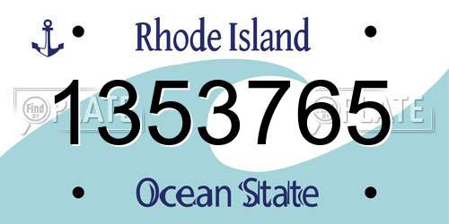 1353765 Rhode Island License Plate