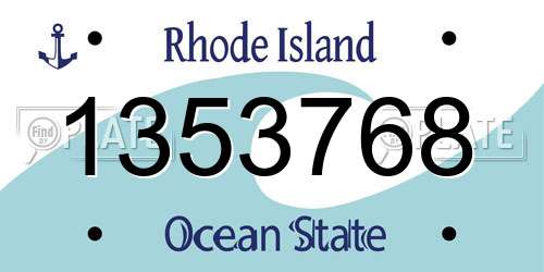 1353768 Rhode Island License Plate