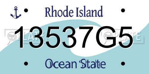 13537G5 Rhode Island License Plate