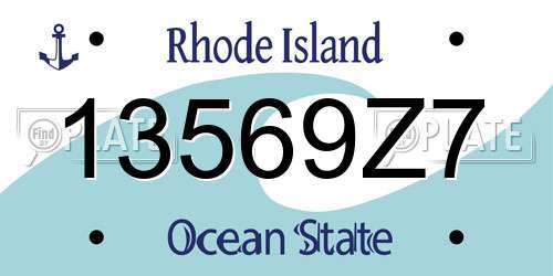 13569Z7 Rhode Island License Plate