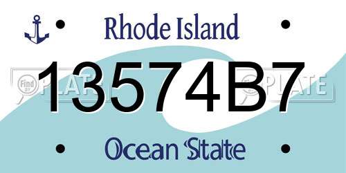 13574B7 Rhode Island License Plate