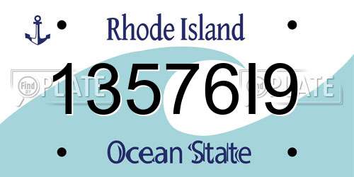 13576I9 Rhode Island License Plate