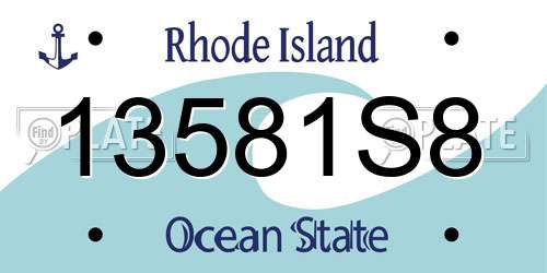 13581S8 Rhode Island License Plate