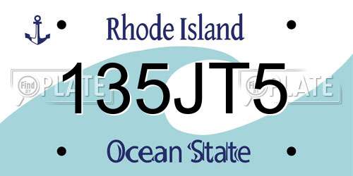 135JT5 Rhode Island License Plate