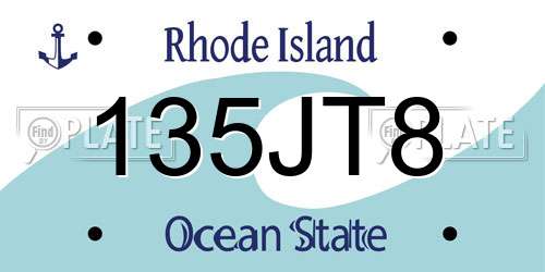 135JT8 Rhode Island License Plate
