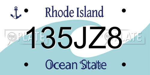 135JZ8 Rhode Island License Plate