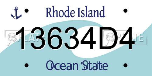 13634D4 Rhode Island License Plate