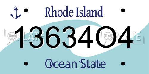 13634O4 Rhode Island License Plate