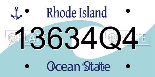 13634Q4 Rhode Island License Plate