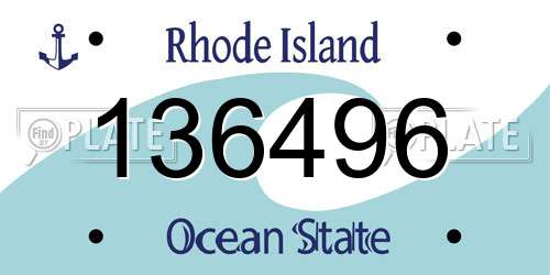 136496 Rhode Island License Plate