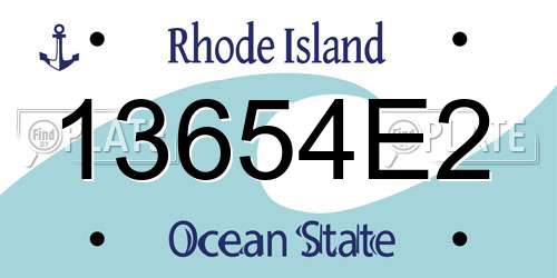 13654E2 Rhode Island License Plate