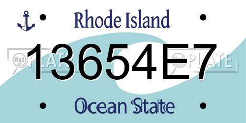 13654E7 Rhode Island License Plate