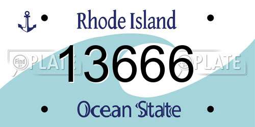 13666 Rhode Island License Plate