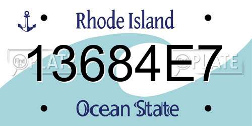 13684E7 Rhode Island License Plate