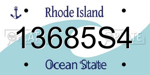 13685S4 Rhode Island License Plate